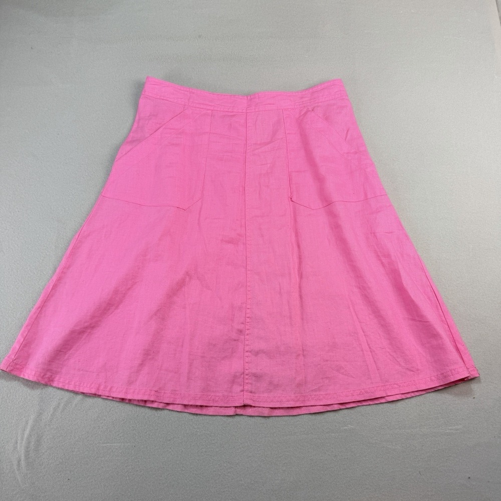 H&M Pink 100% Linen A-Line Pocket Skirt Womens Size 10 963800